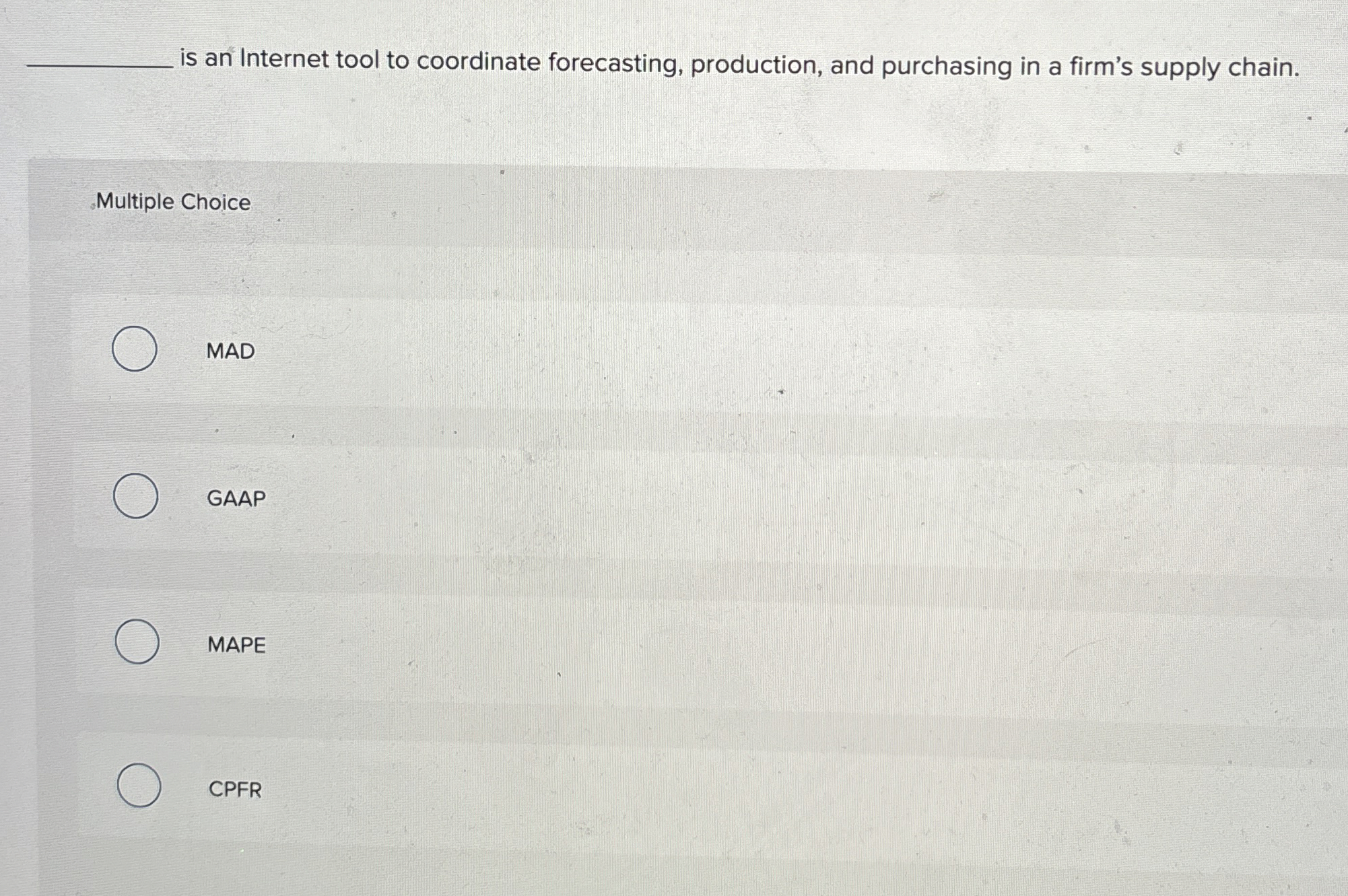  is an Internet tool to coordinate forecasting, production, and purchasing in