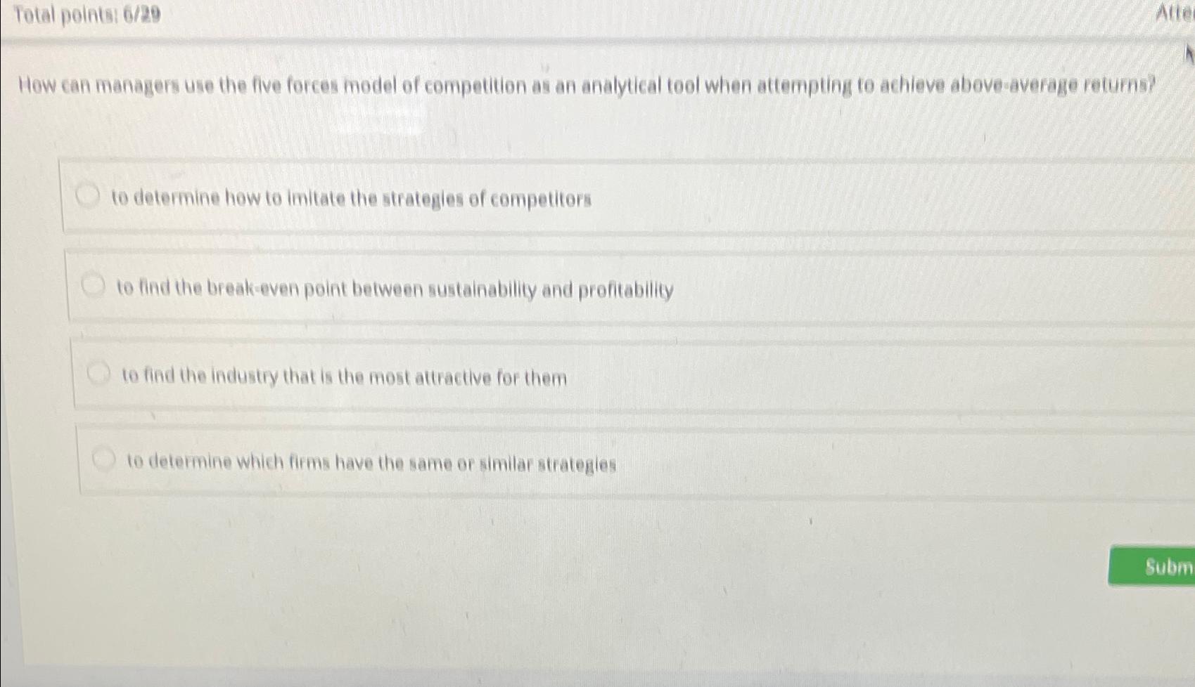  Total polntsi 620 Alte How can managers use the five forces