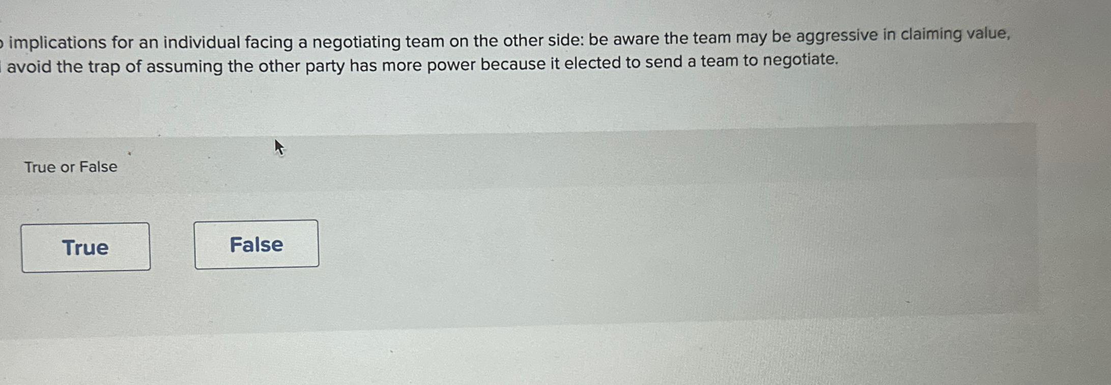  implications for an individual facing a negotiating team on the other