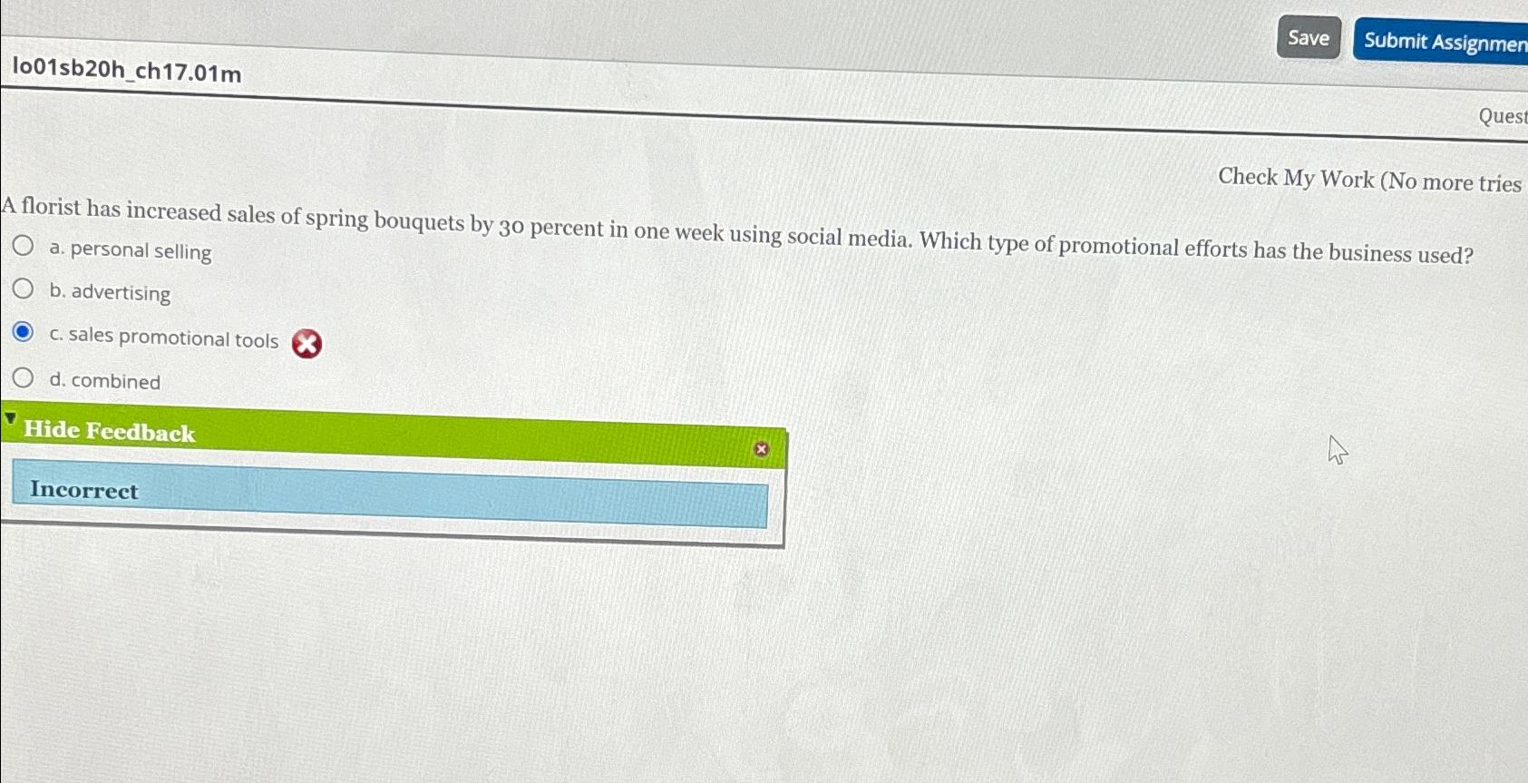  lo01sb20h_ch17.01m Quest Check My Work (No more tries A florist has