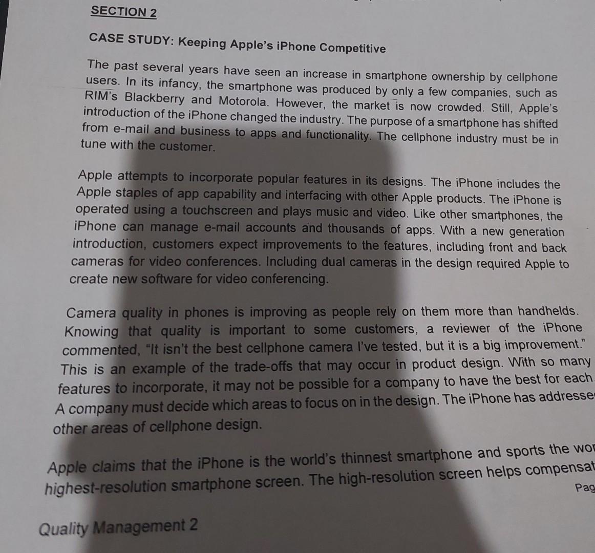  CASE STUDY: Keeping Apple's iPhone Competitive The past several years have