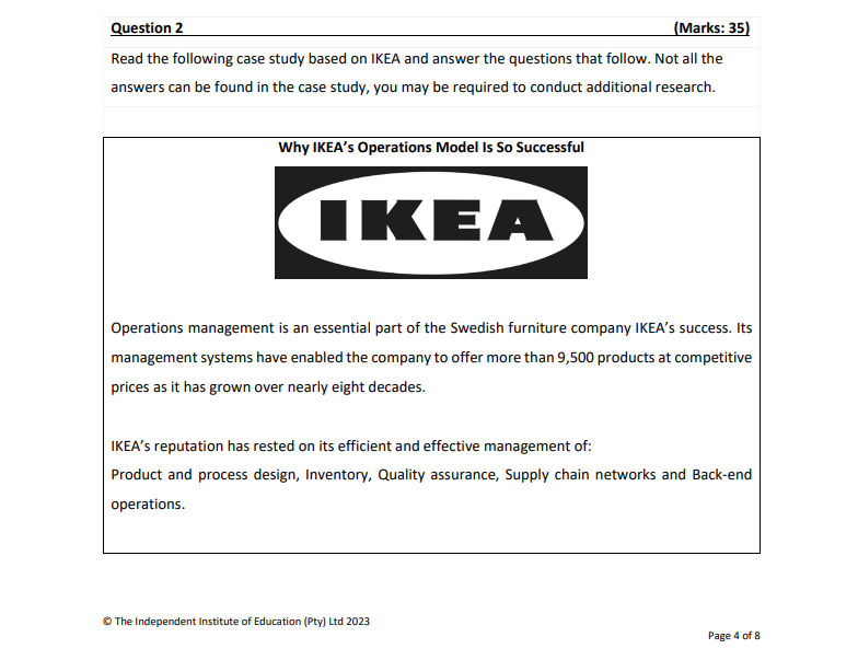  Read the following case study based on IKEA and answer the