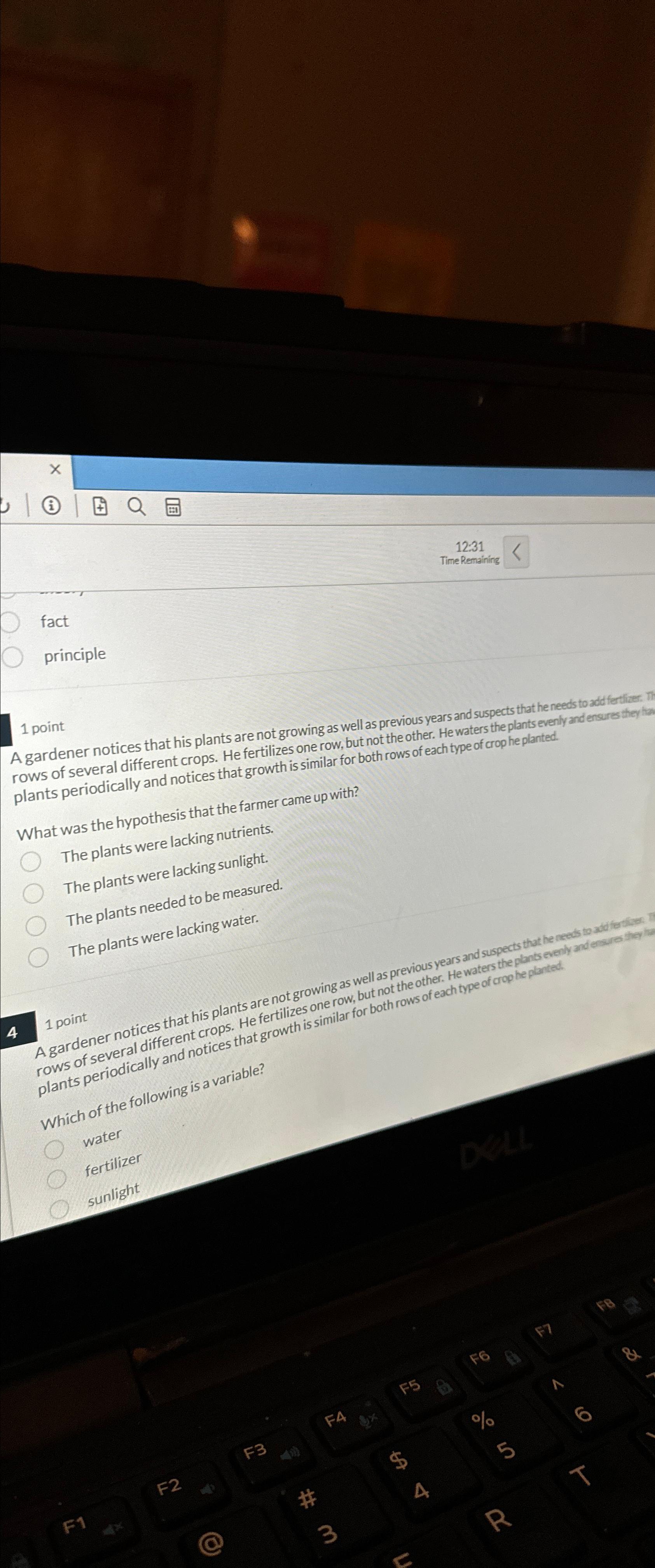  x (i) Q 12:31 Time Remaining fact principle 1 point A