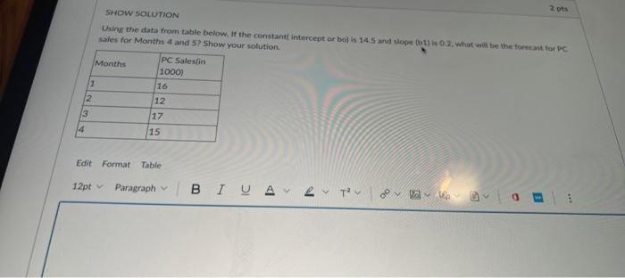  SHOW SOWUTION Using the data from table below, if the constantf