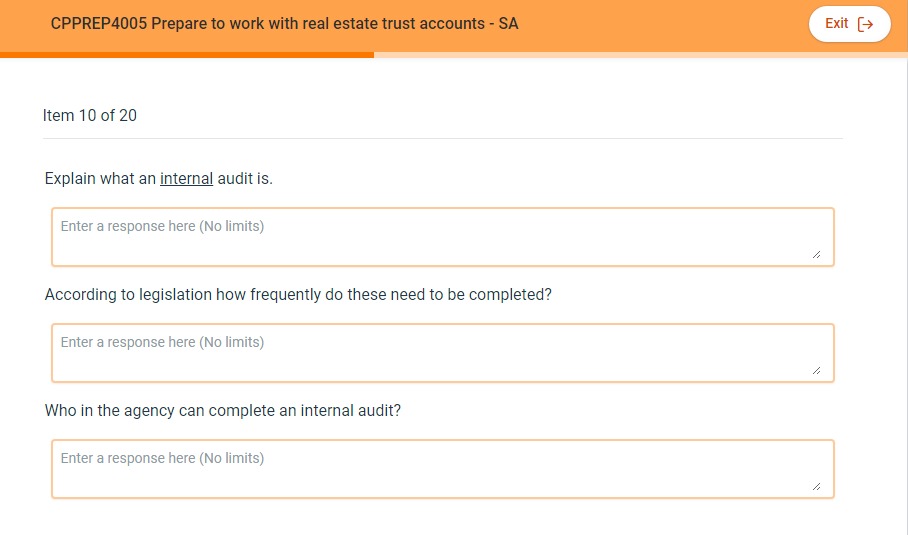 ANSWERING THE 3 QUESTION BELOW CPPREP4005 Prepare to work with real estate