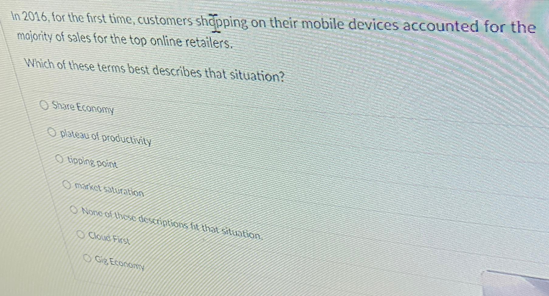  In 2016, for the first time, customers shpping on their mobile