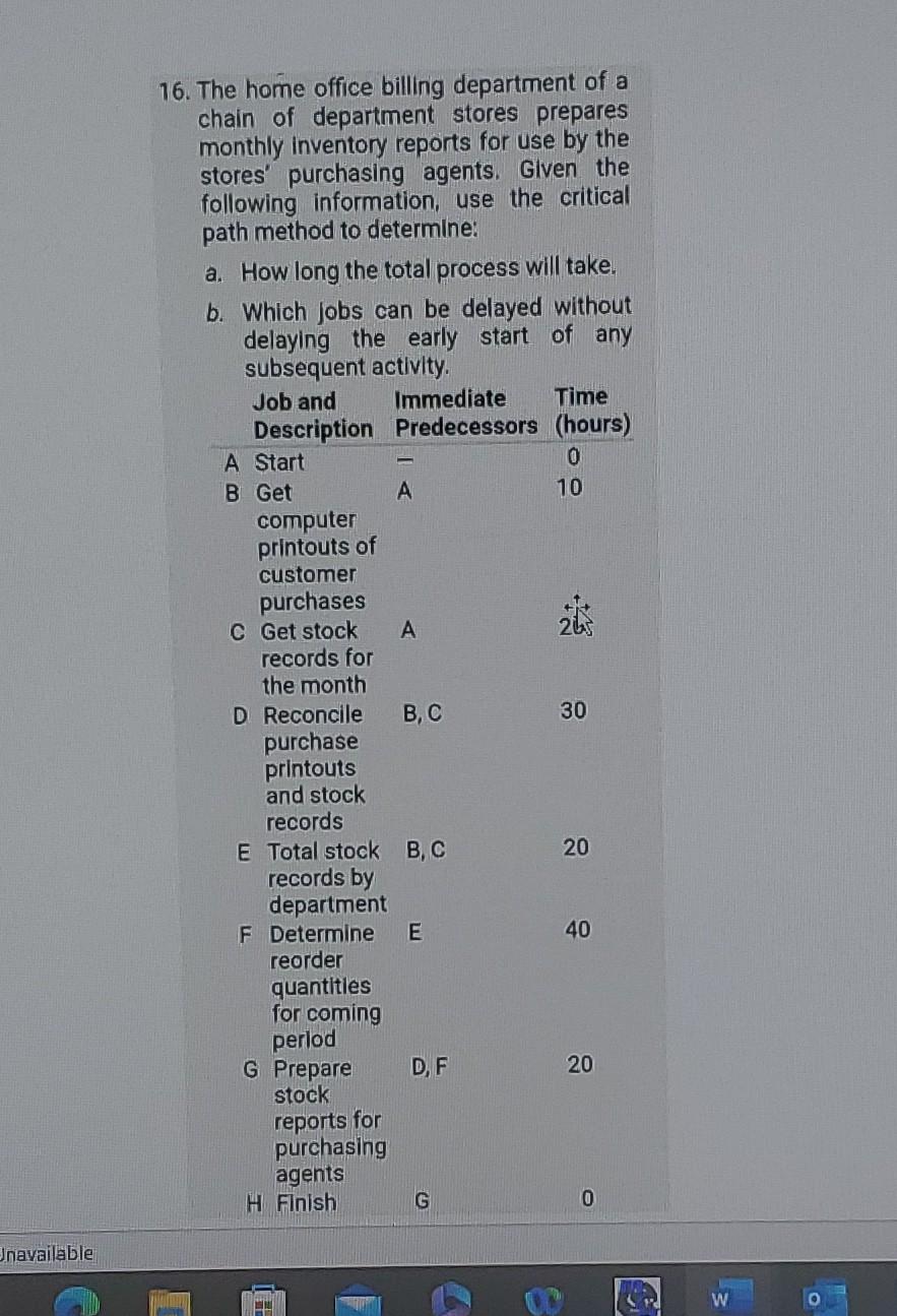 weeks will the project take to complete? c. Suppose F eould be