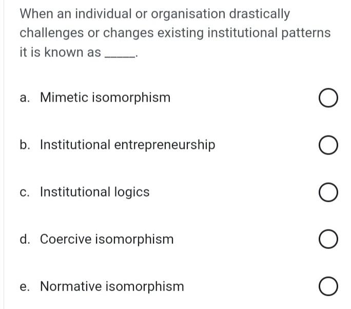  When an individual or organisation drastically challenges or changes existing institutional