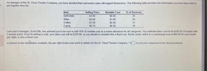  please also answer-- Based on the given information, the per night