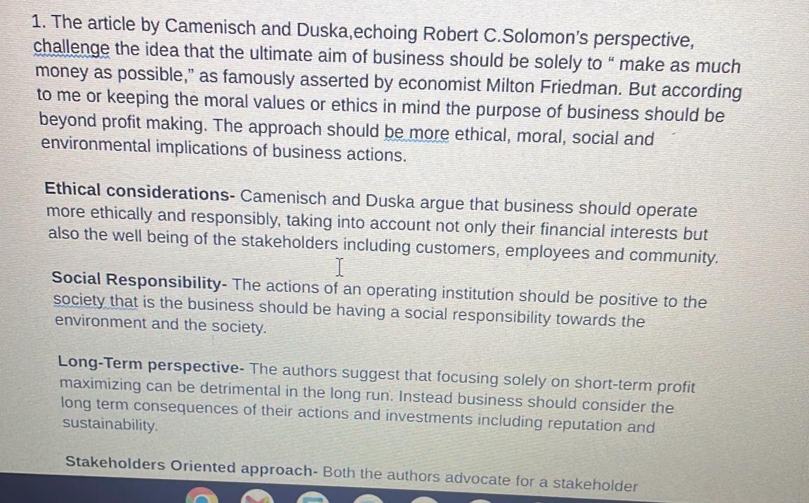  The article by Camenisch and Duska,echoing Robert C.Solomon's perspective, challenge the