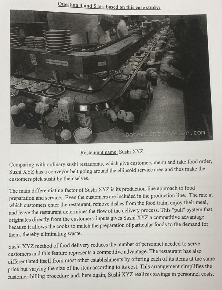  Question 4 and 5 are based on this case studv: Restaurant