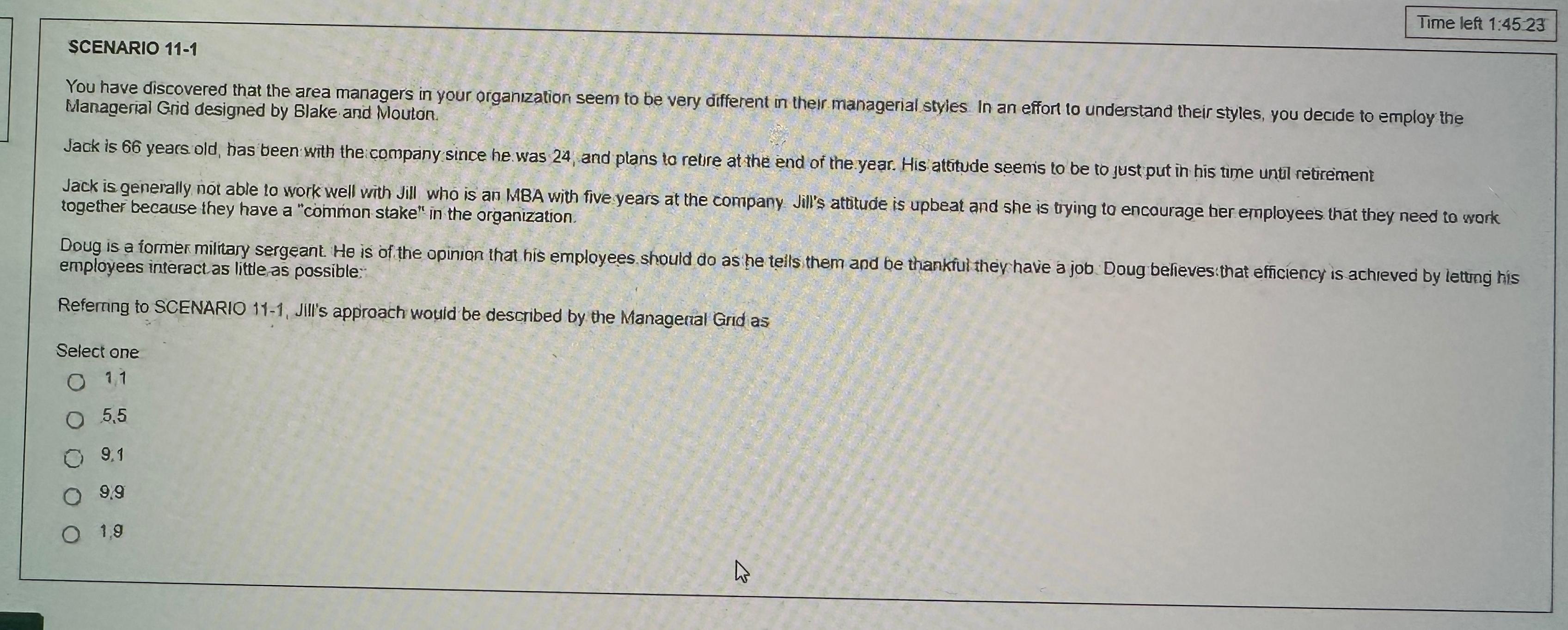  Time left 1:4523 SCENARIO 11-1 You have discovered that the area