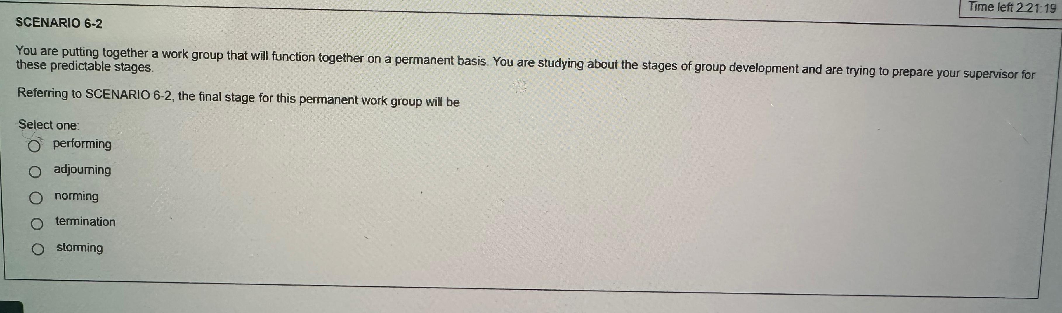  Time left 221:19 SCENARIO 6-2 You are putting together a work