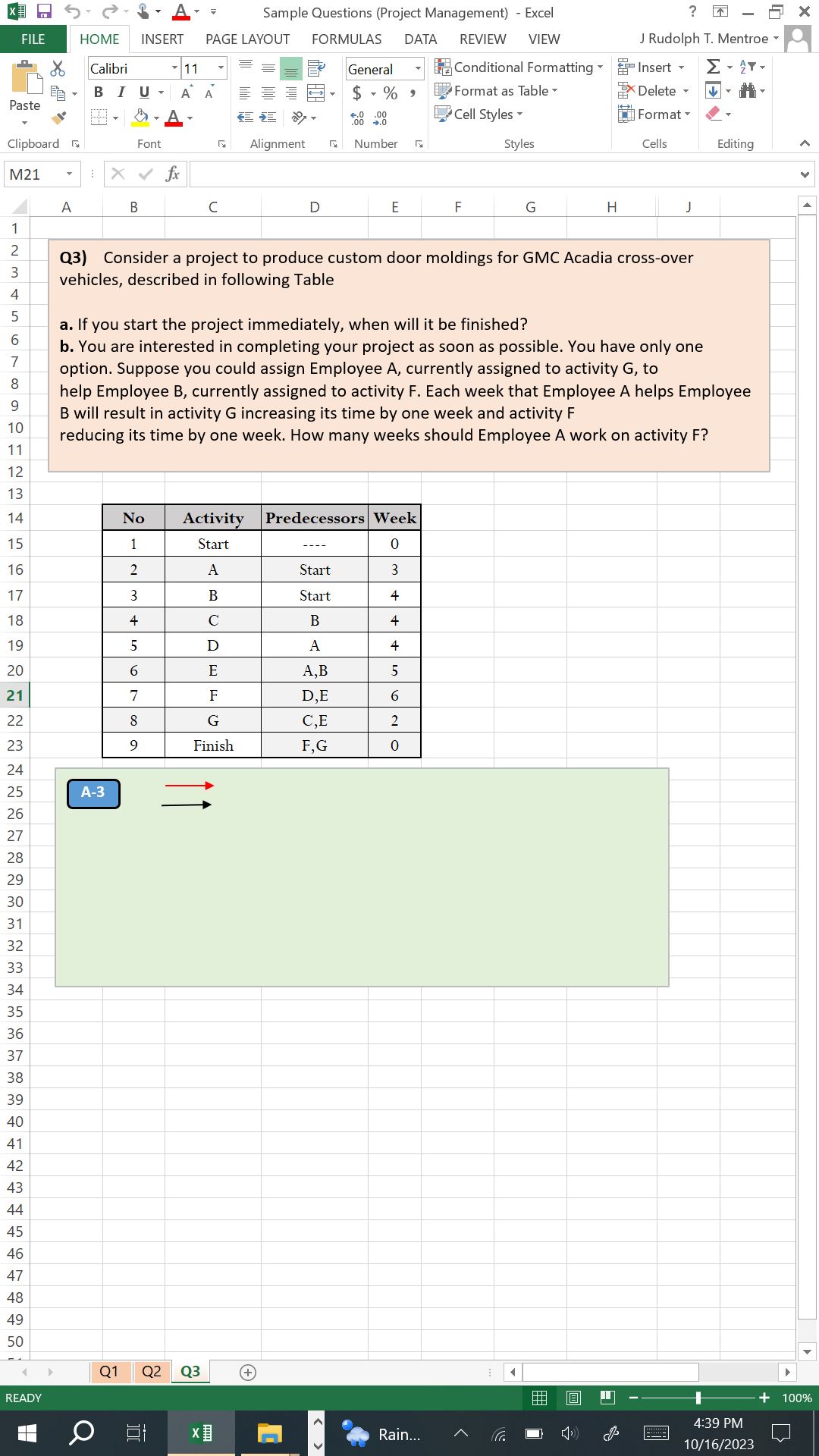 described in following Table a. If you start the project immediately, when