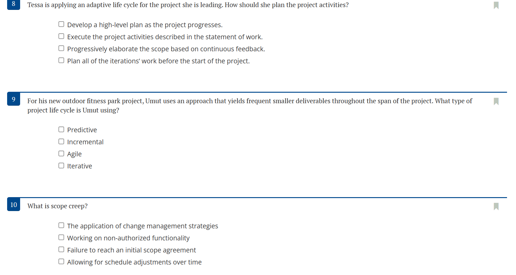 and deploying Initiating, planning, executing, monitoring and controlling, and closing Forming, storming,