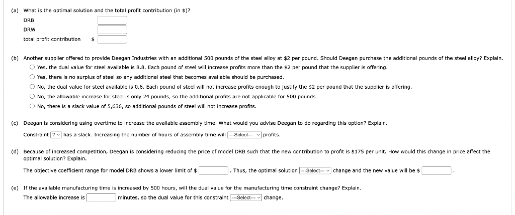 model DRW. The linear programming model for this problem is as follows: