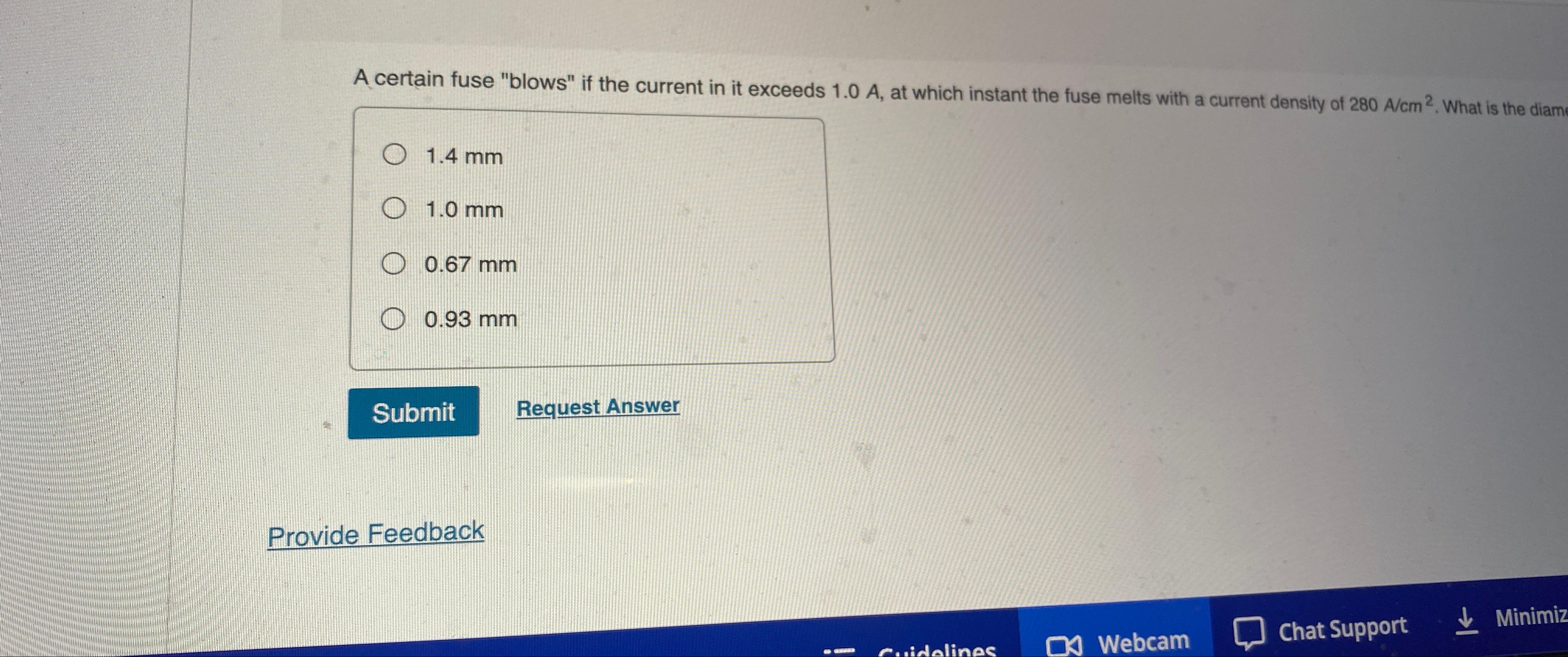  A certain fuse "blows" if the current in it exceeds 1.0A,