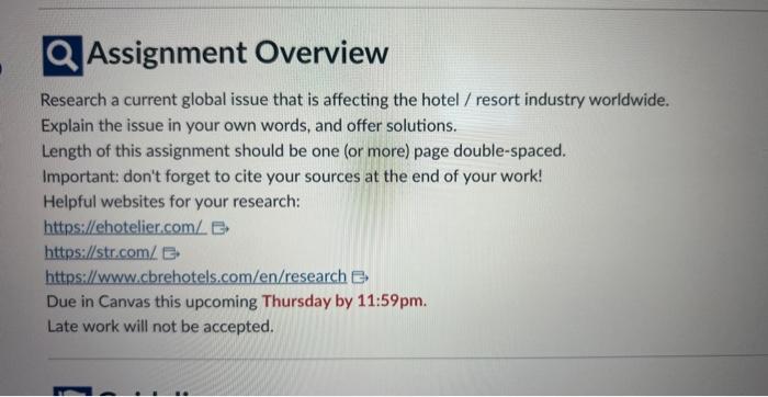  Assignment Overview Research a current global issue that is affecting the