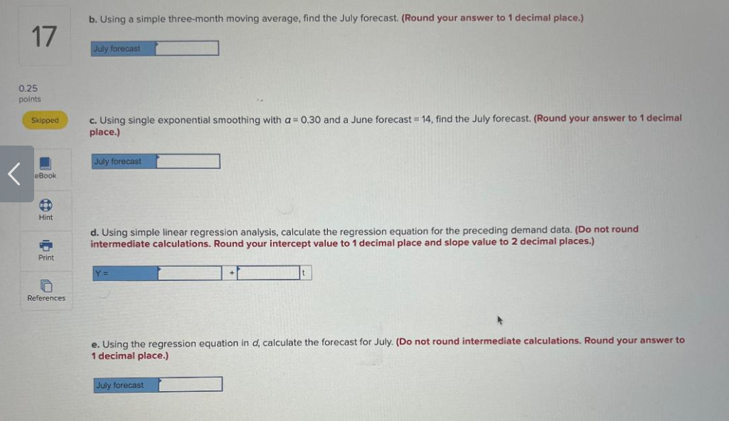 average with weights of 0.40 (June), 0.40 (May), and 0.20 (April), find