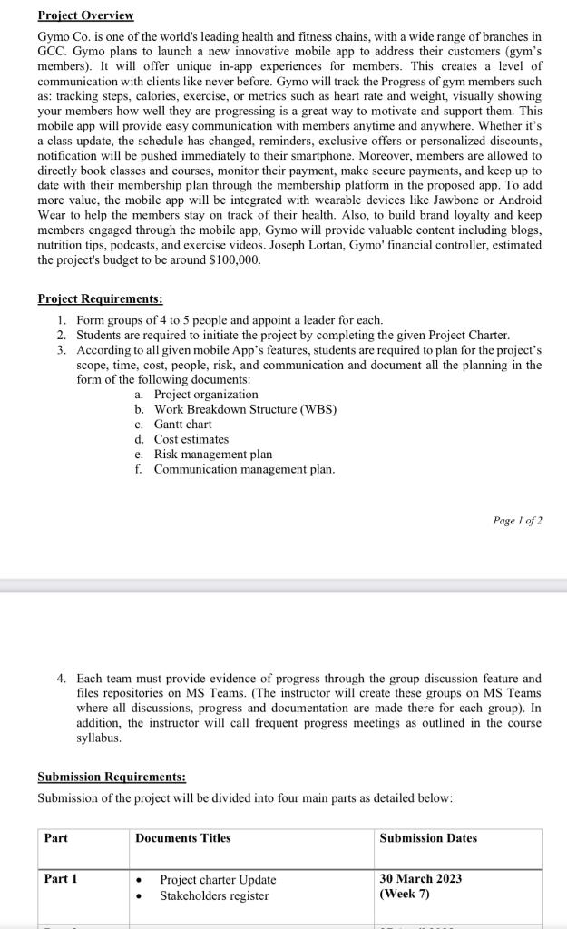 The question is : create a project charter and stockholders register note: