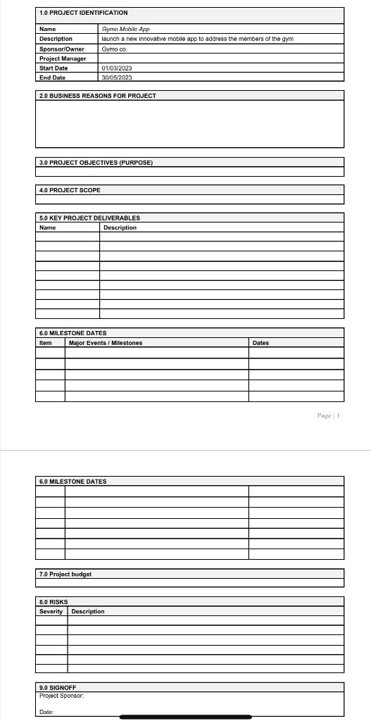 here you can find a project charter template so fill it by