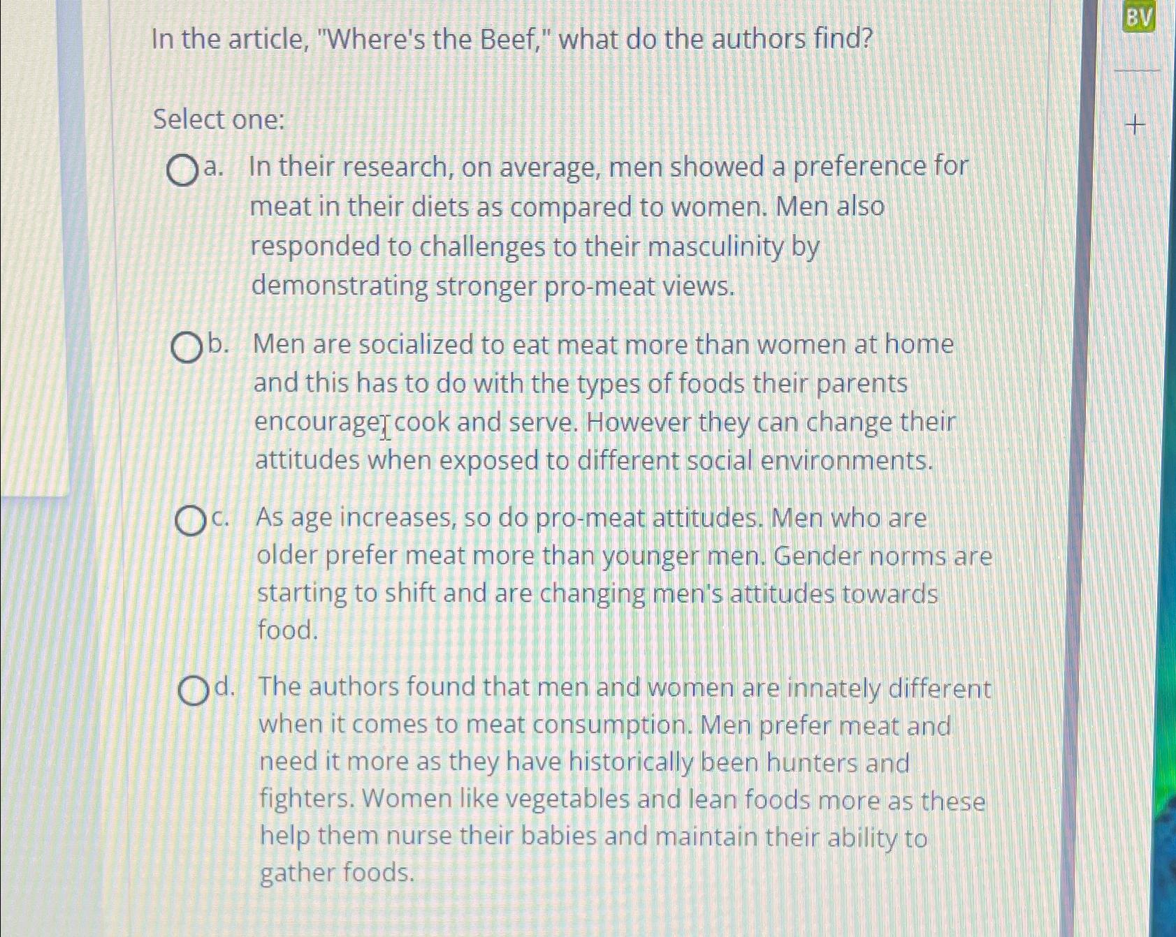  In the article, "Where's the Beef," what do the authors find?