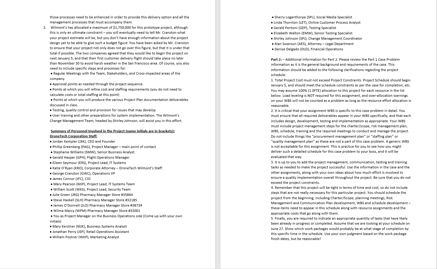 estimates Milestone list Develop schedule (PERT and GANT charts