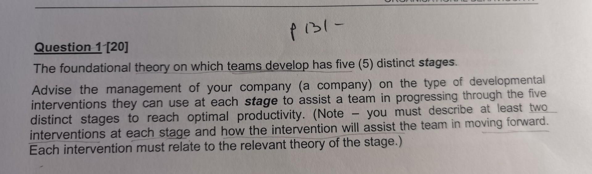 Please answer for me Question 1 [20] The foundational theory on