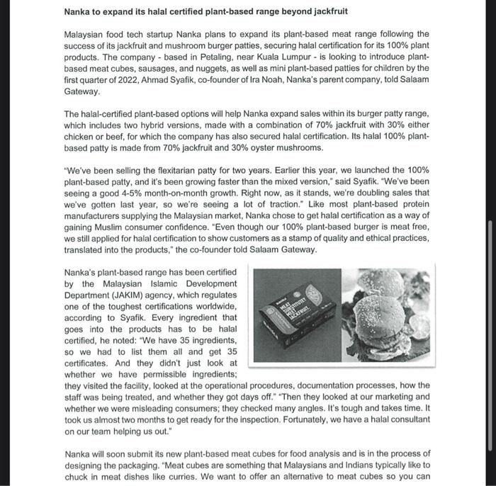 effectiveness of your promotion plan in (c). (5 marks) Nanka to expand