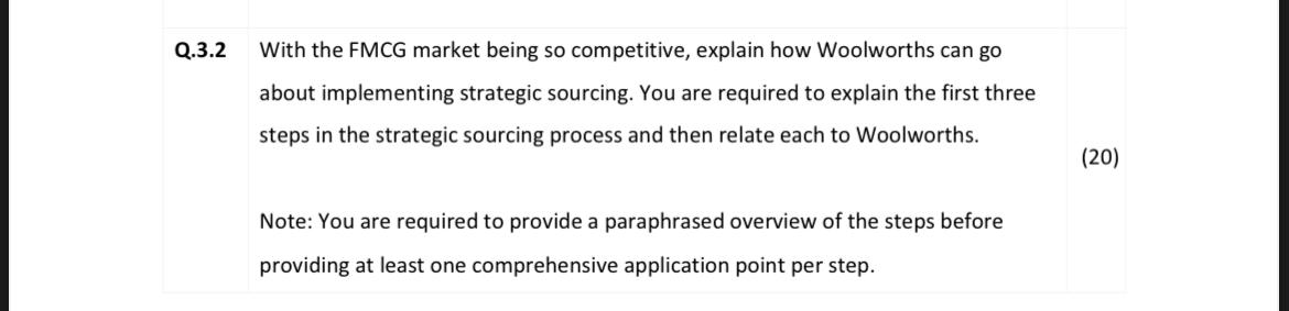 that follow: Woolworths Food is a large well-established company in South African