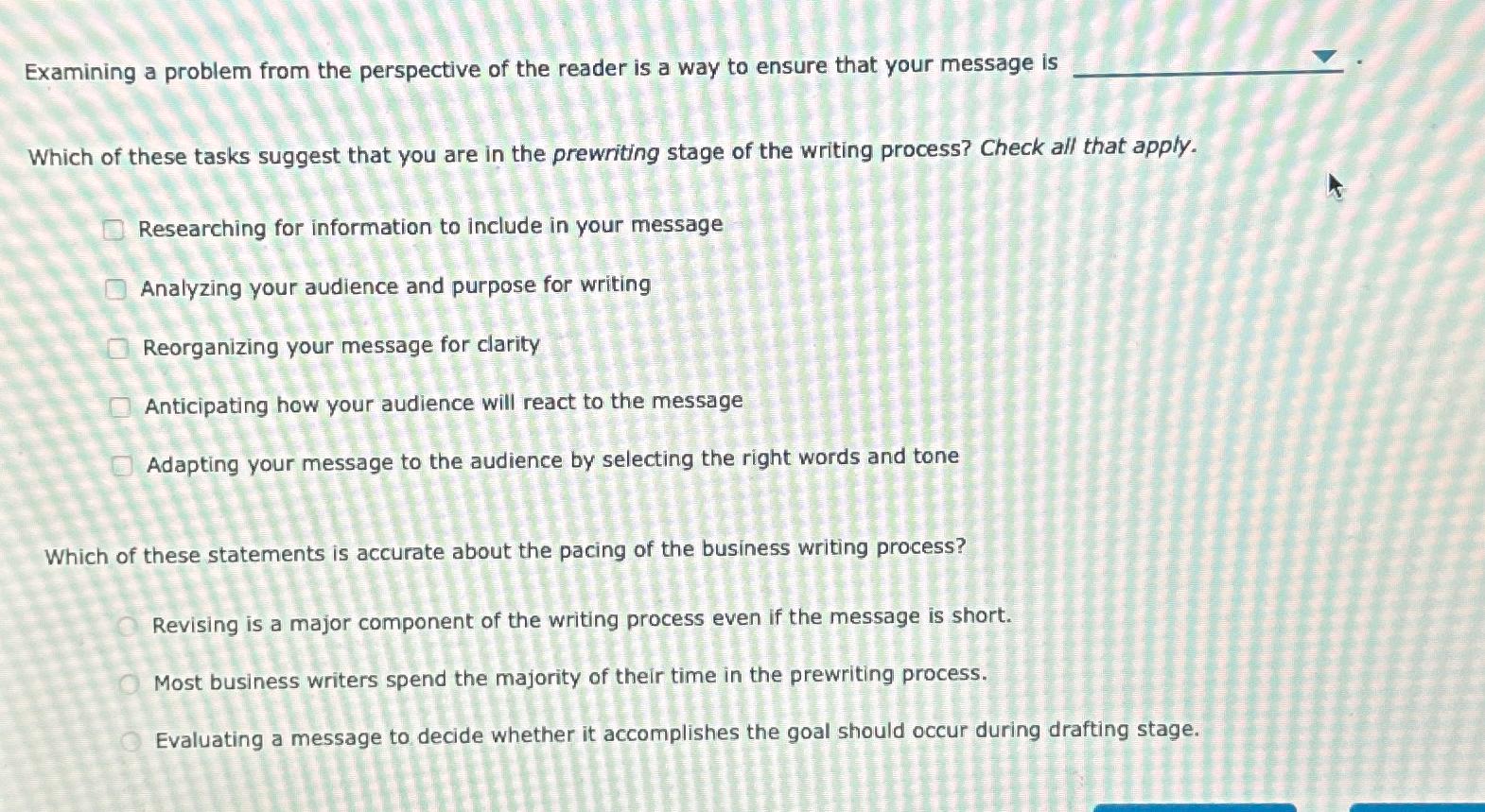  Examining a problem from the perspective of the reader is a