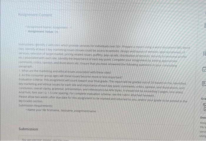  Assignment Content Assignment Name: Assignment - 1 Assignment Value: 5% Instructions: