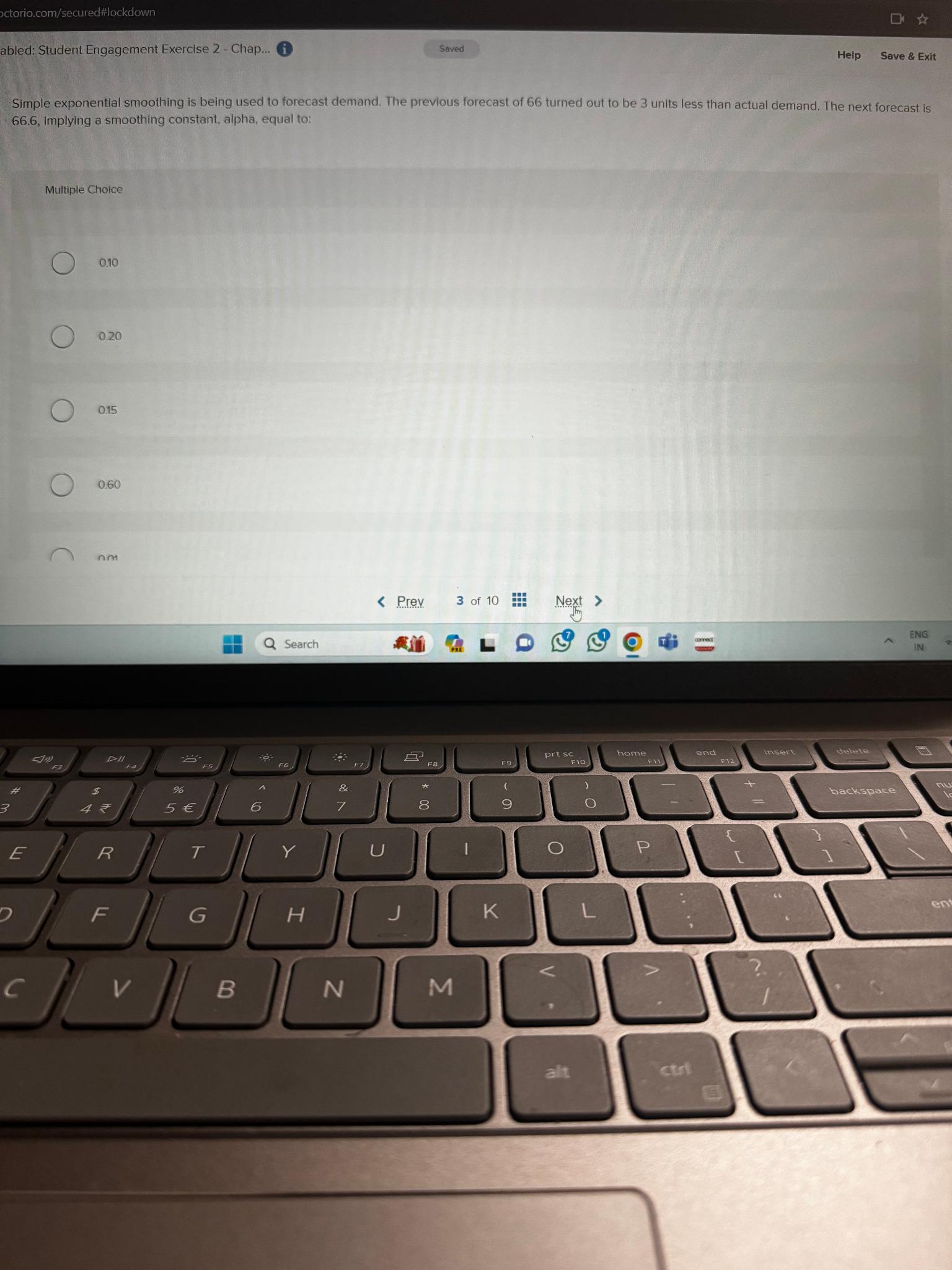  Simple exponential smoothing is being used to forecast demand. The previous