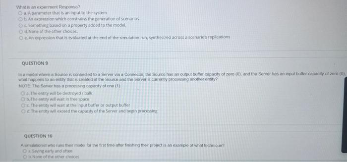  What is al experiment Respense? a. A parameter that is an