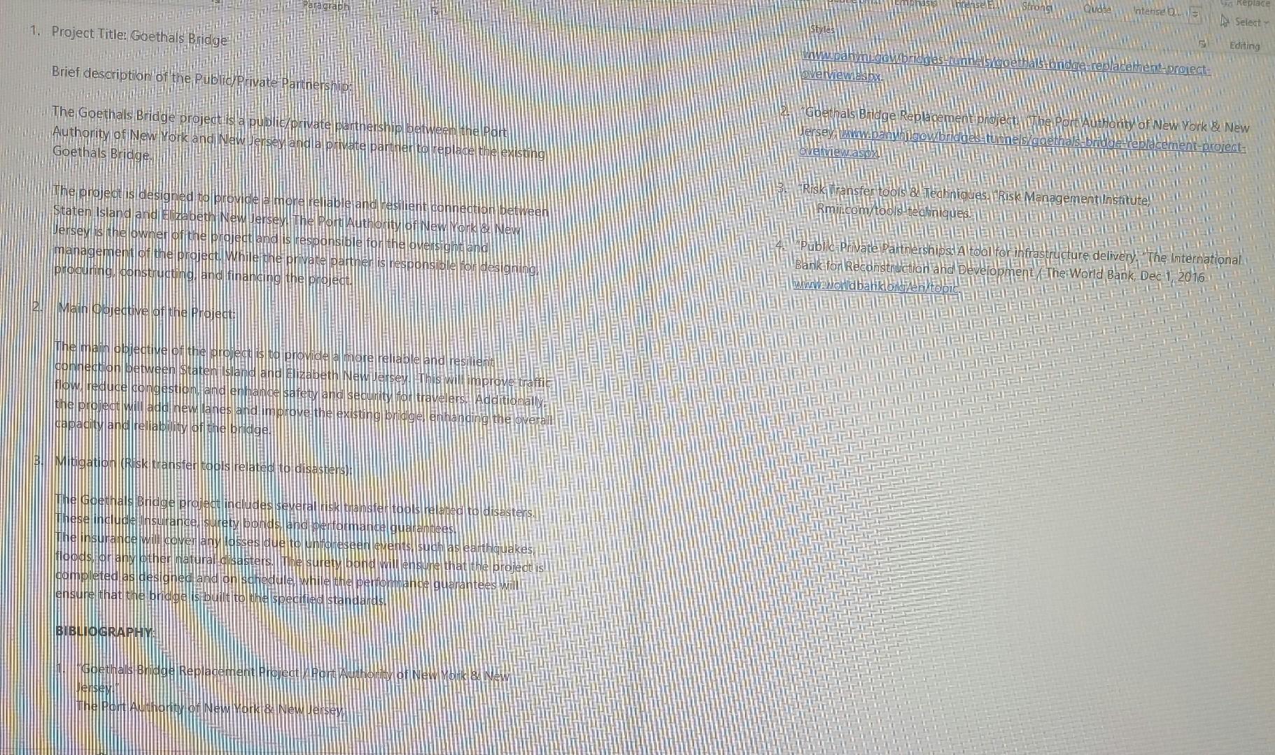 This is my project Goethals Bridge 1. Project Title: Goethals Bridge Goethals