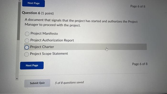  A document that signals that the project has started and authorizes