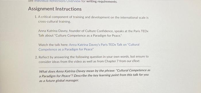  Assignment Instructions 1. A critical component of training and development on