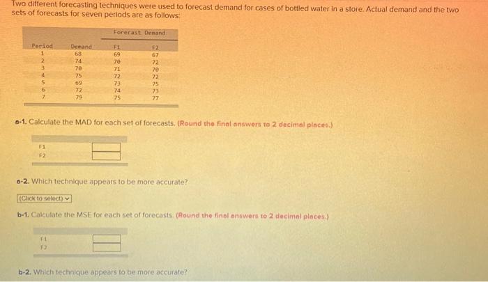 2 docimal places.) a-2. Which technique appears to be more accurate? b-1.
