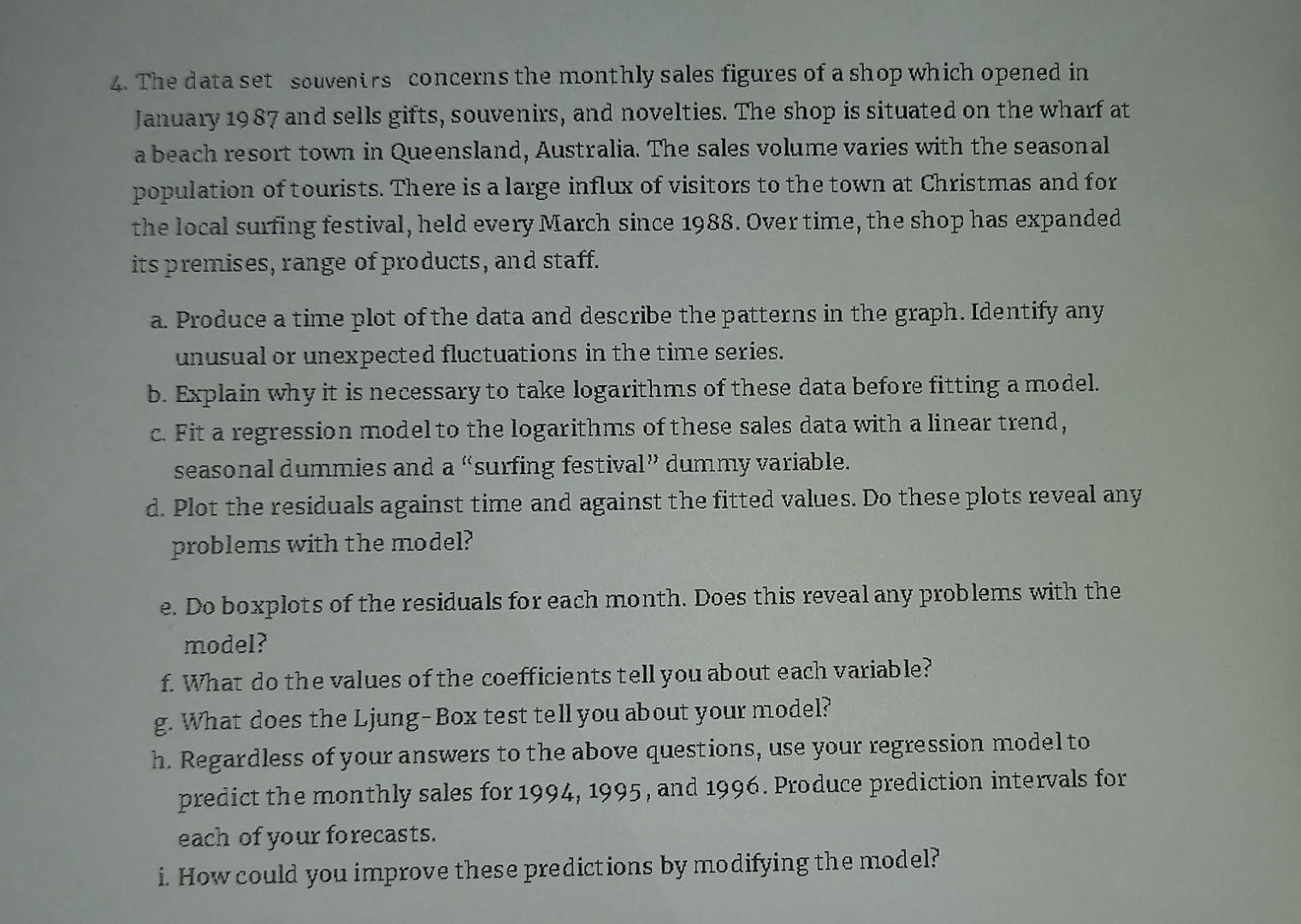 Can you please help with this question. R problem using fpp3