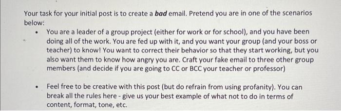 Professional and Technical Writing ENGL 3405 Your task for your initial post