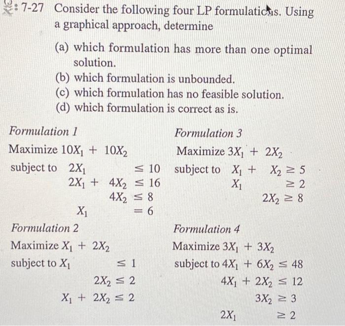 i need help drawing the graph in excel 7-27 Consider the following