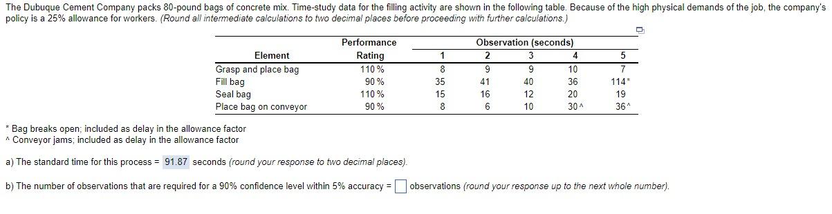 Bag breaks open; included as delay in the allowance factor ^
