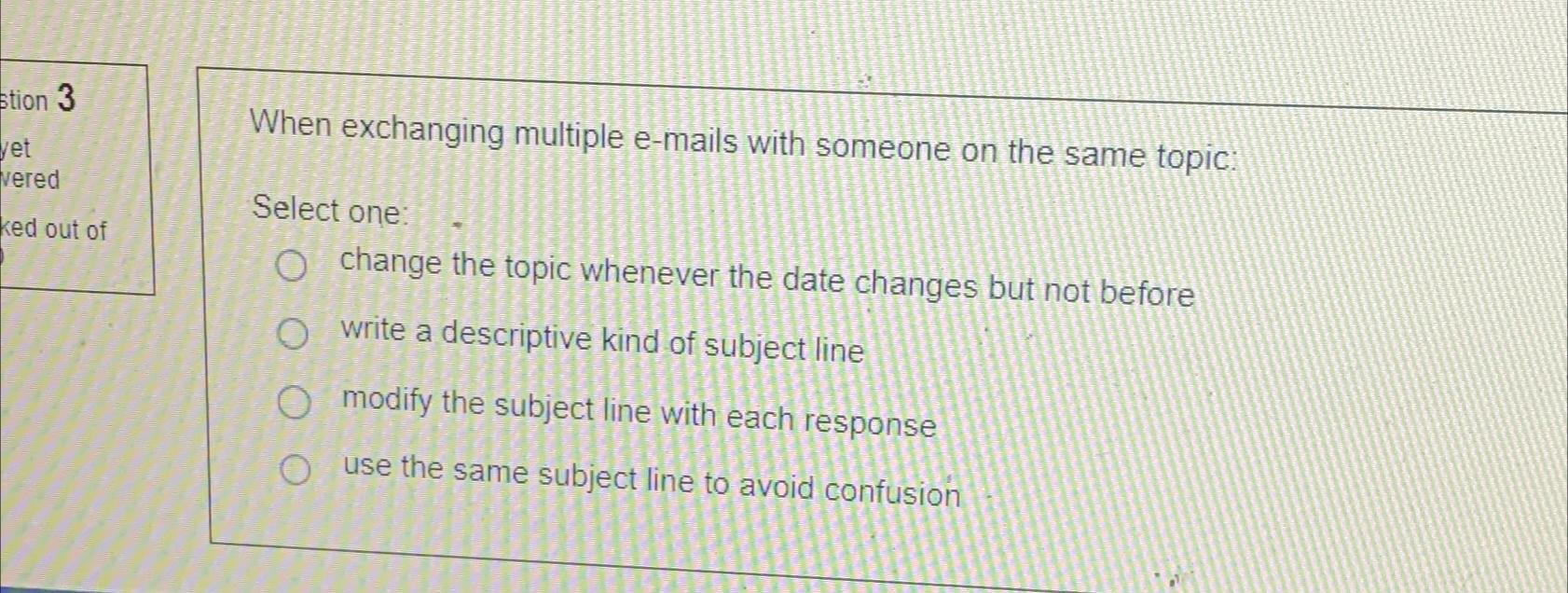  When exchanging multiple e-mails with someone on the same topic: Select