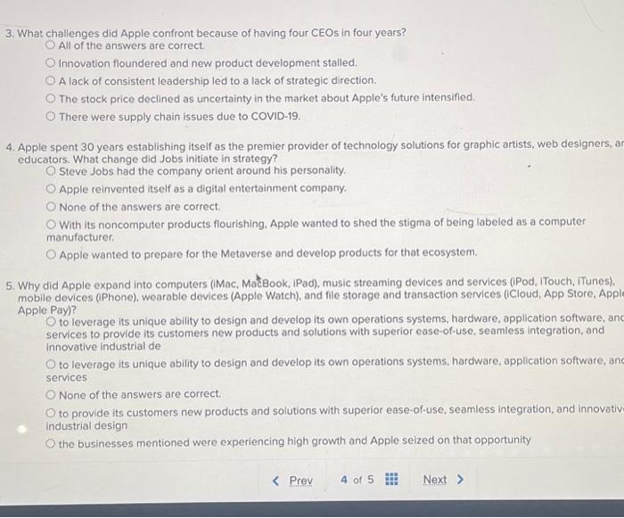 answer all please 3. What challenges did Apple confront because of having