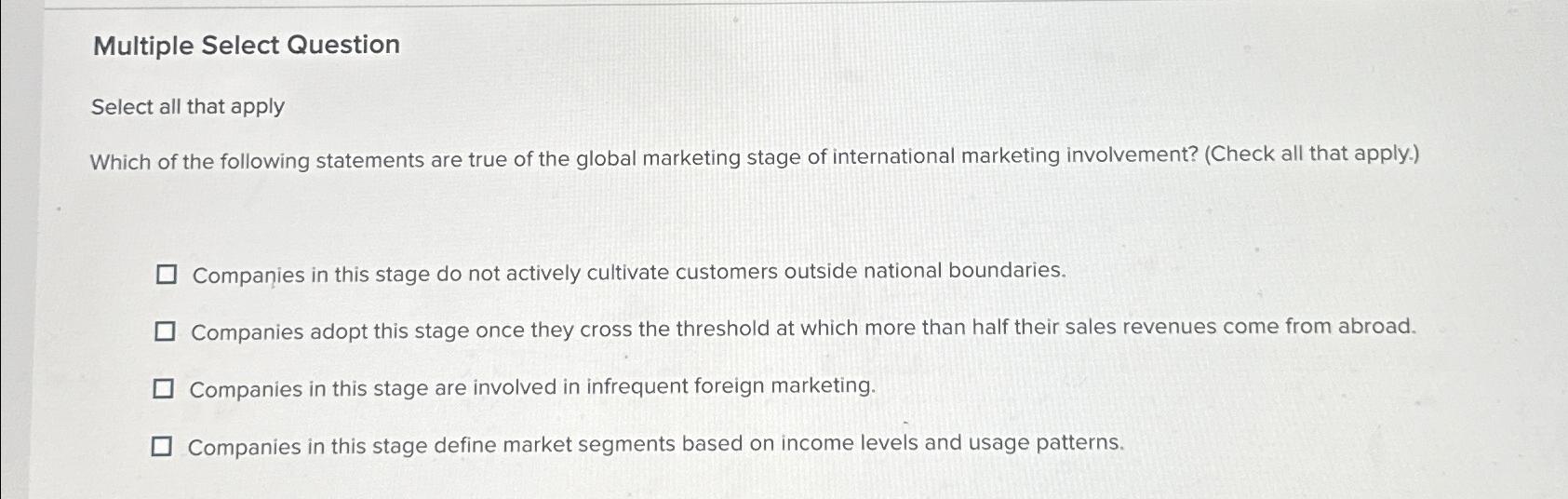  Multiple Select Question Select all that apply Which of the following