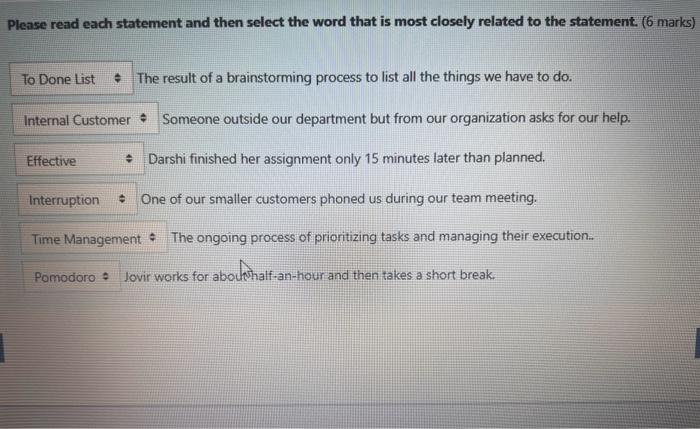 verify if they are correct Please read each statement and then select