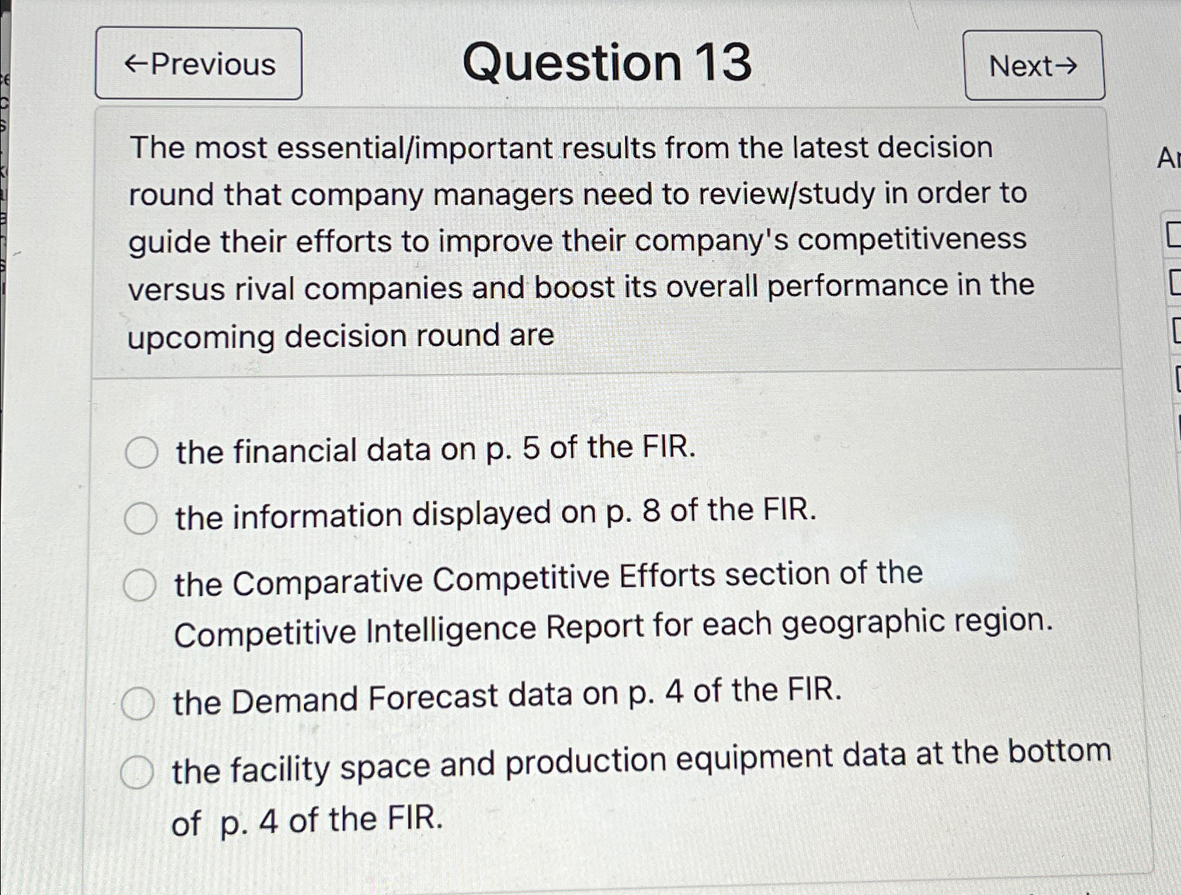  Question 13 The most essential/important results from the latest decision round
