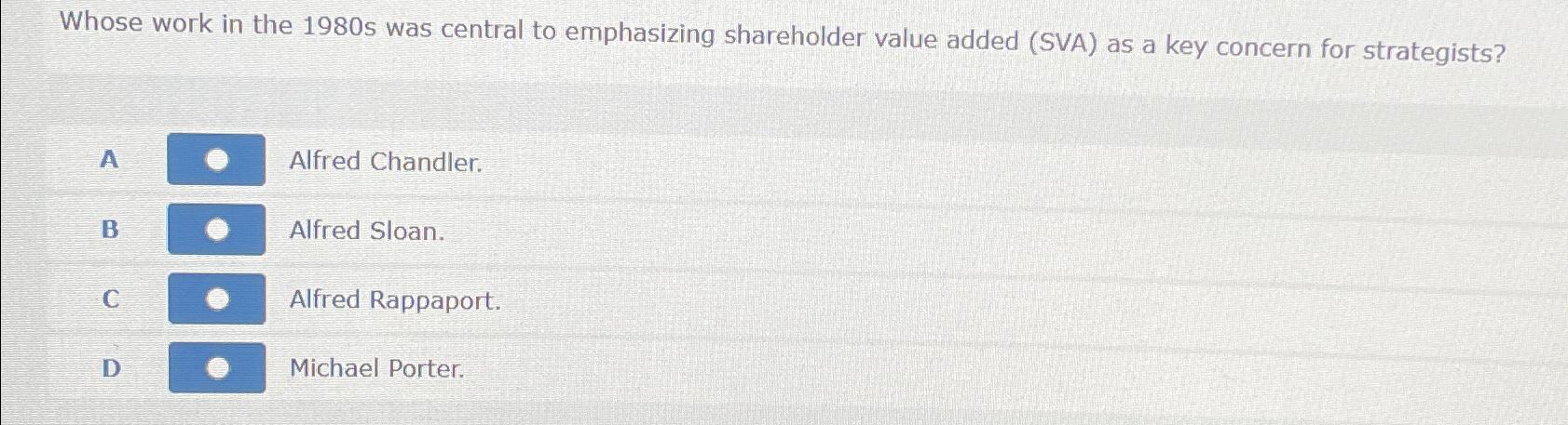  Whose work in the 1980 s was central to emphasizing shareholder