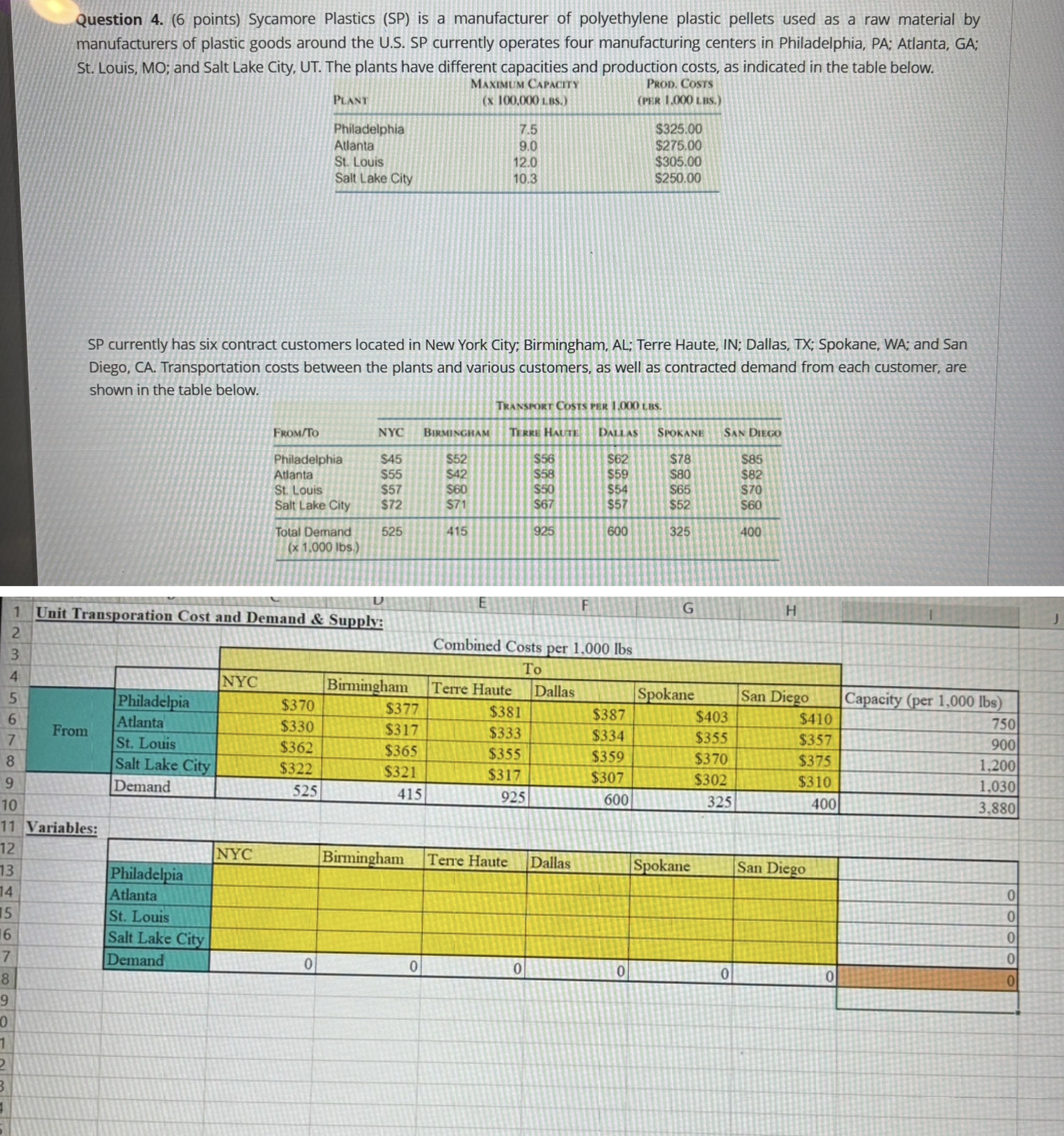  please only answer if you can fill out the Excel chart