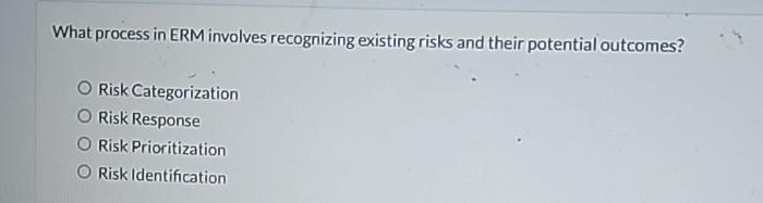  What process in ERM involves recognizing existing risks and their potential
